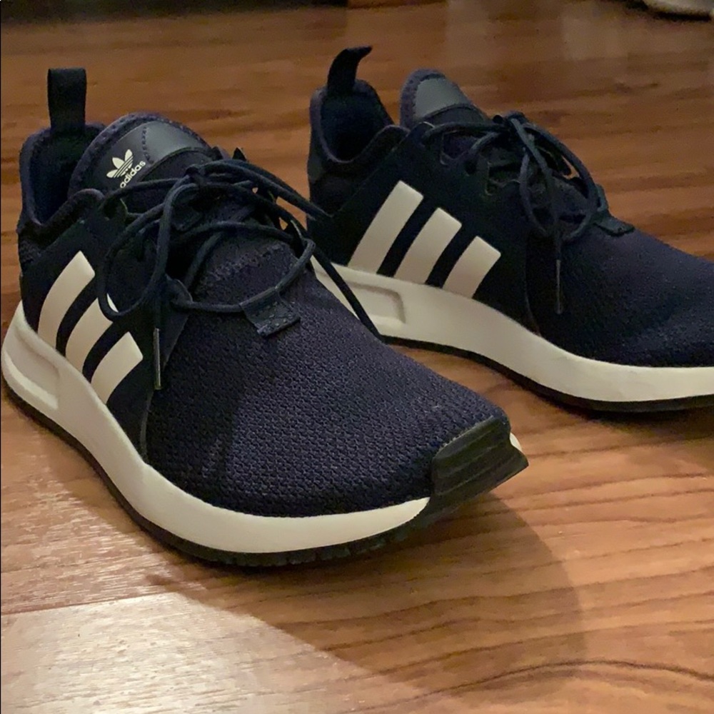 Adidas Navy and White Sneakers